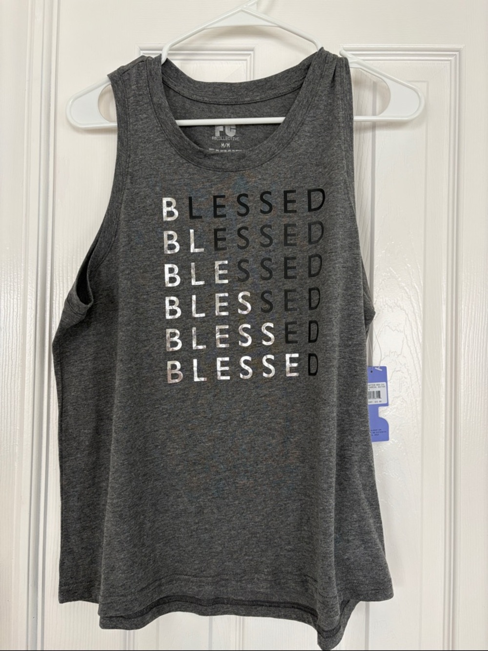 Fit Collective gray tank top ‘Blessed’ Women’s Size Medium NWT
